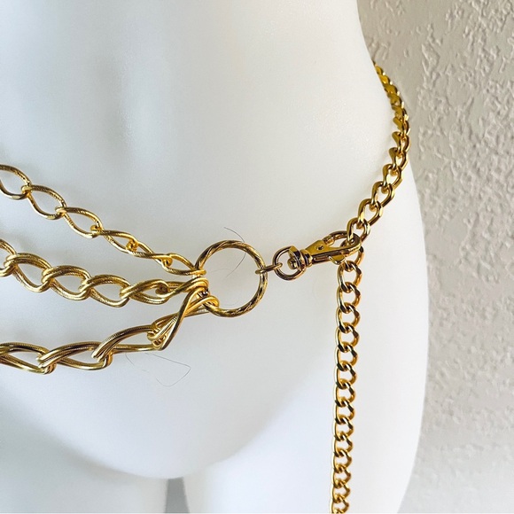 Beautiful bright goldtone, multi chain adjustable hip belt main image 4